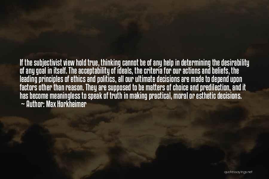 Beliefs And Actions Quotes By Max Horkheimer