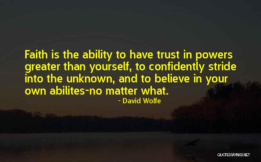 Believe And Have Faith Quotes By David Wolfe