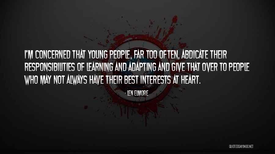 Best Interests At Heart Quotes By Len Elmore