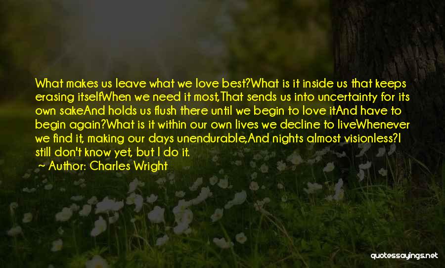 Best Love Making Quotes By Charles Wright