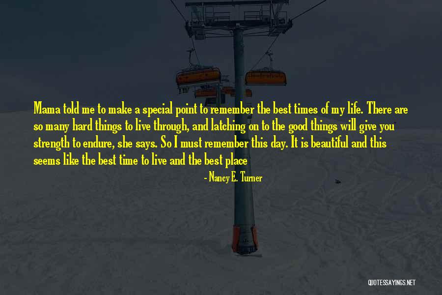 Best Times Of My Life Quotes By Nancy E. Turner