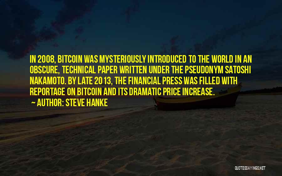 Bitcoin Price Quotes By Steve Hanke