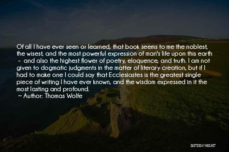Book Of Wisdom Quotes By Thomas Wolfe