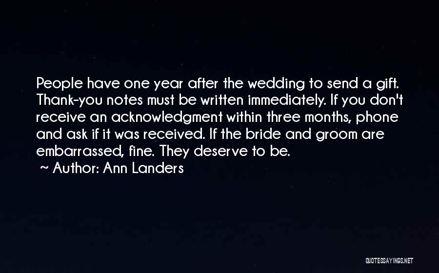 Bride And Groom Thank You Quotes By Ann Landers