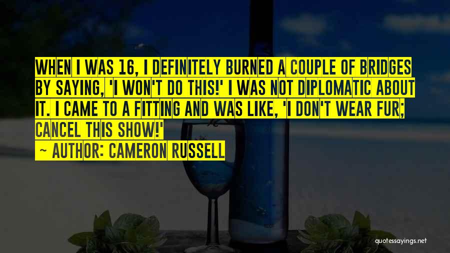 Burned Your Bridges Quotes By Cameron Russell