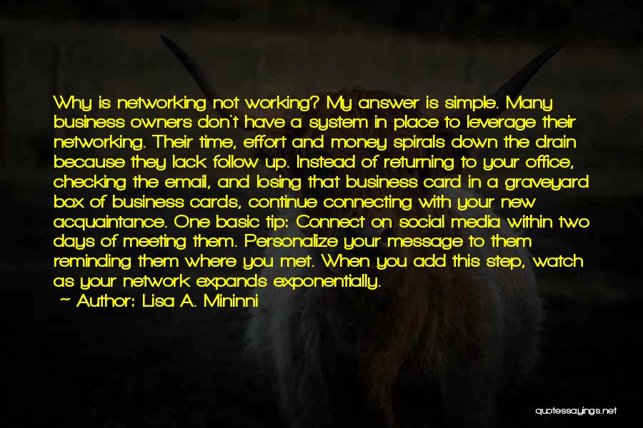 Business Networking Quotes By Lisa A. Mininni