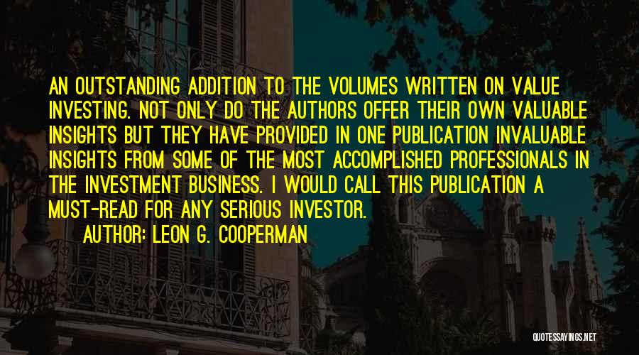 Business Offer Quotes By Leon G. Cooperman