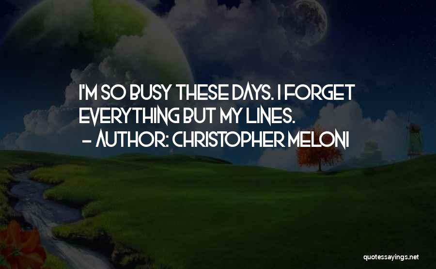 Can't Forget Those Days Quotes By Christopher Meloni