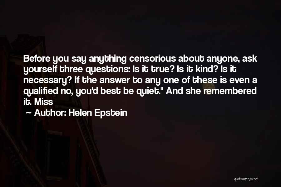 Censorious Quotes By Helen Epstein