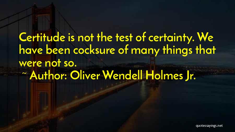 Certitude Quotes By Oliver Wendell Holmes Jr.