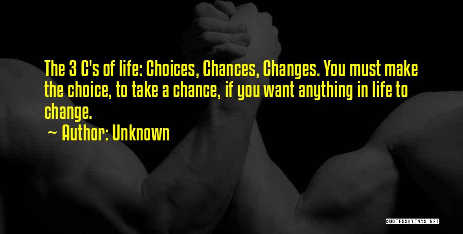 Chances And Choices Quotes By Unknown
