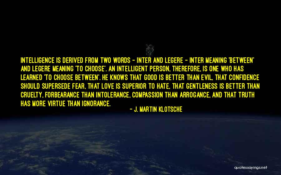 Choose Love Over Hate Quotes By J. Martin Klotsche