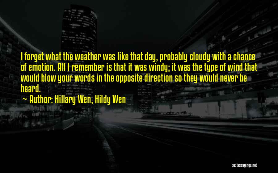 Cloudy Windy Weather Quotes By Hillary Wen, Hildy Wen