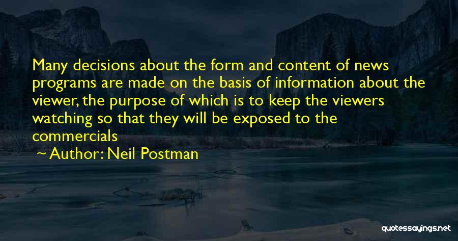 Commercials On Television Quotes By Neil Postman