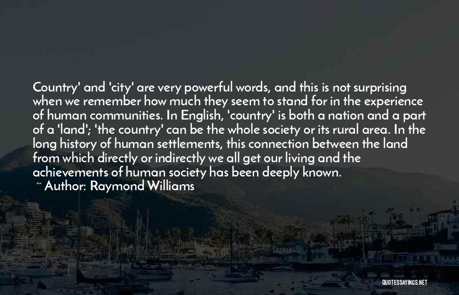 Connection To Land Quotes By Raymond Williams