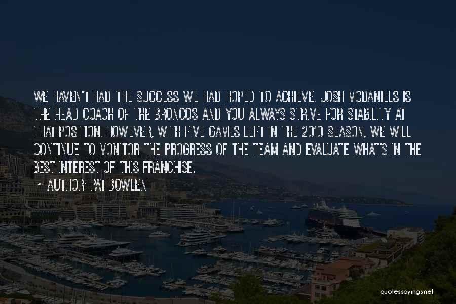 Continue To Strive For Success Quotes By Pat Bowlen