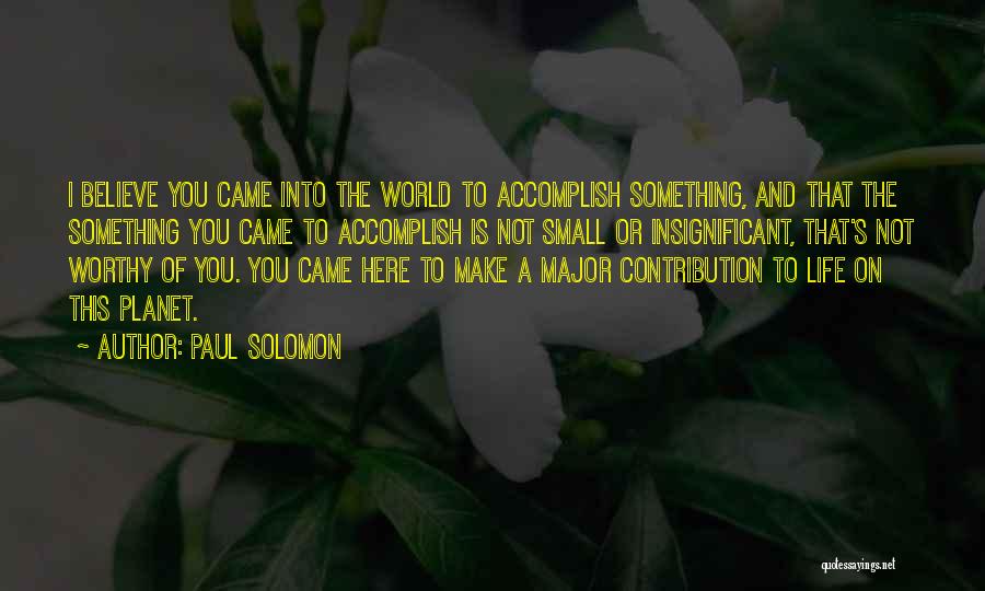 Contribution Quotes By Paul Solomon