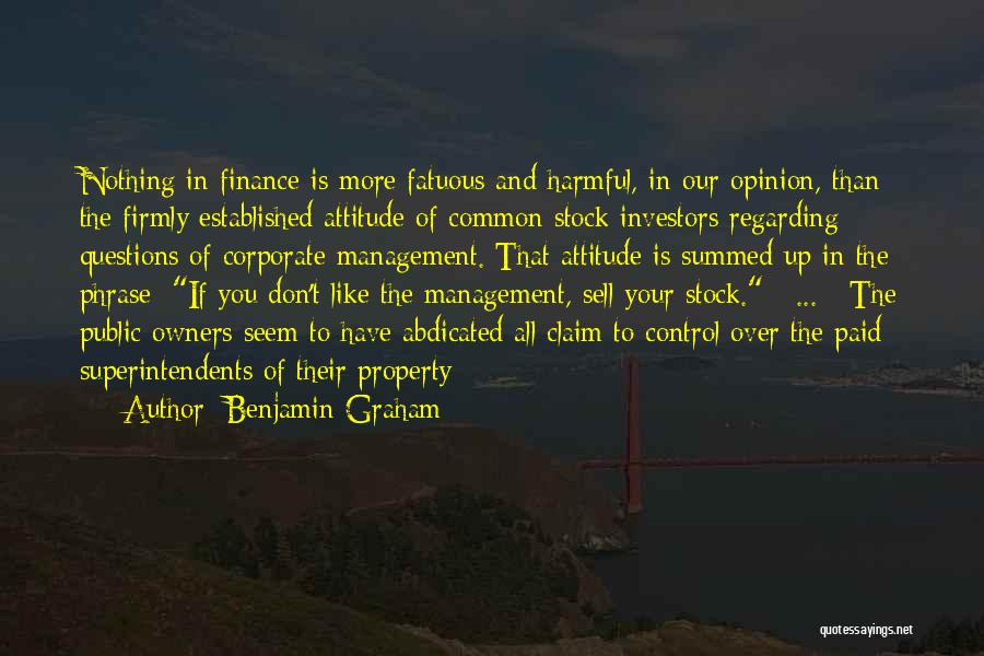 Control Your Attitude Quotes By Benjamin Graham