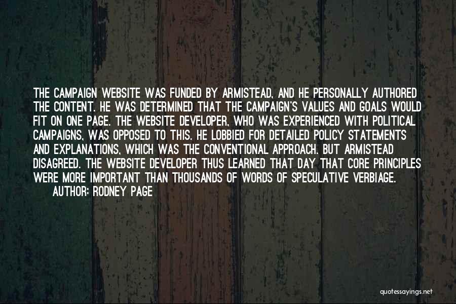 Core Values Quotes By Rodney Page