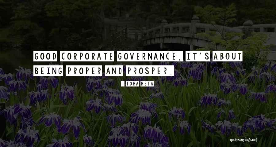 Corporate Governance Quotes By Toba Beta