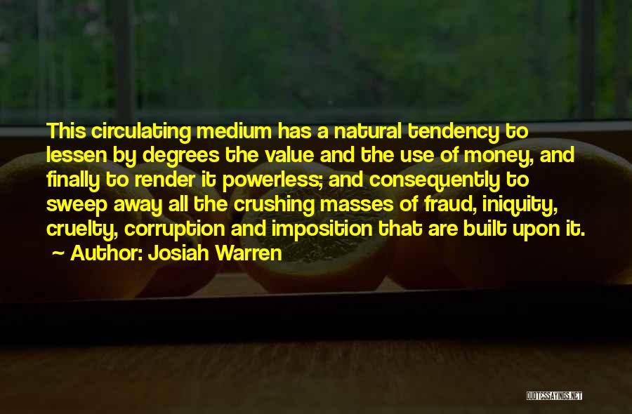 Corruption Of Money Quotes By Josiah Warren