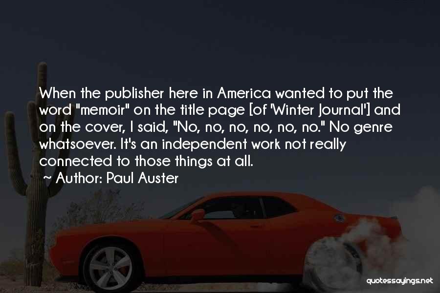 Cover Page Quotes By Paul Auster