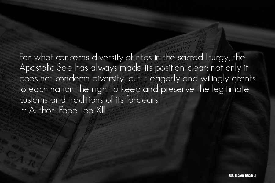 Customs And Traditions Quotes By Pope Leo XIII