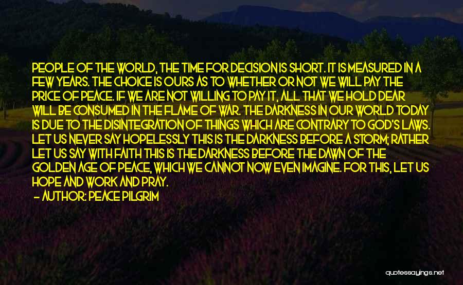 Darkness In The World Quotes By Peace Pilgrim