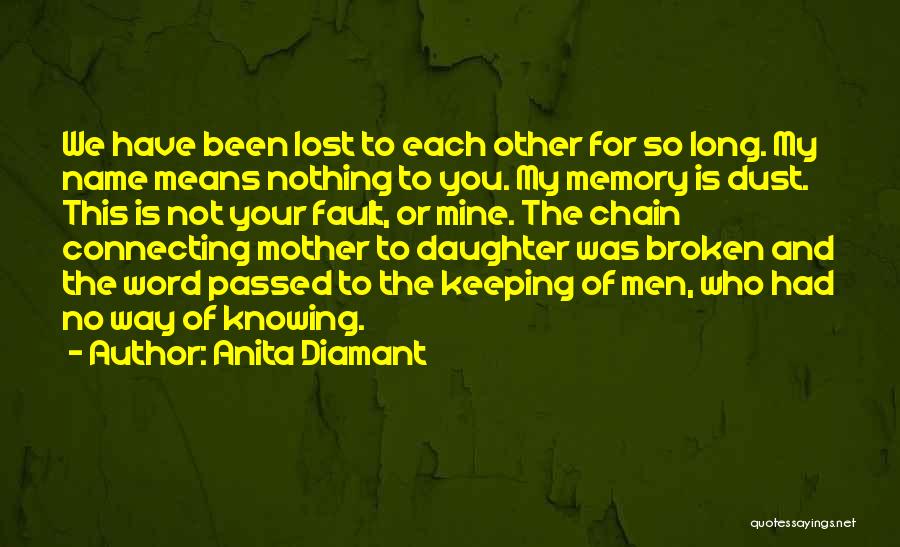 Daughter Who Lost Her Mother Quotes By Anita Diamant