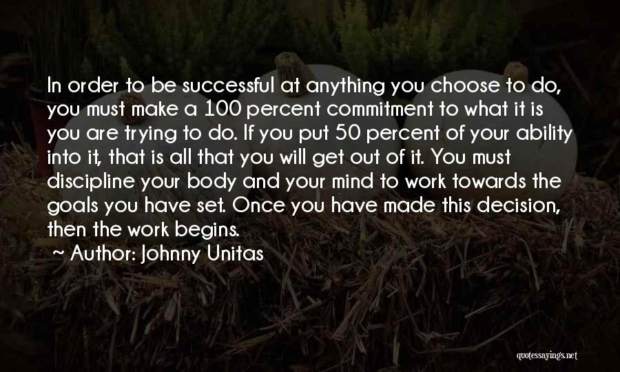 Decision You Made Quotes By Johnny Unitas