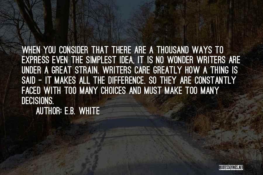 Decisions And Choices Quotes By E.B. White