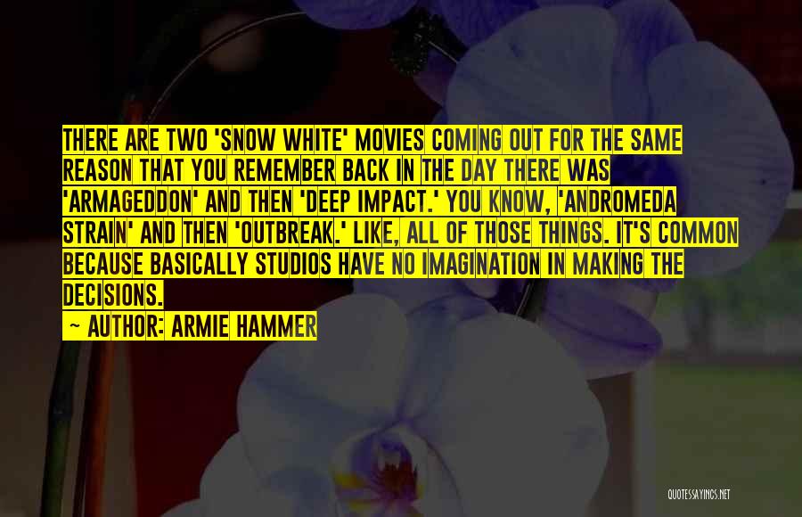 Decisions From Movies Quotes By Armie Hammer