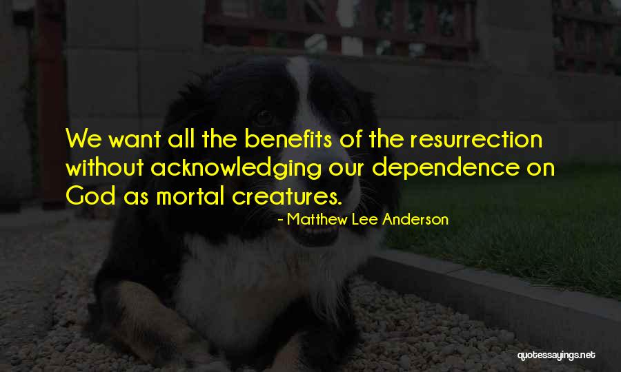 Dependence On God Quotes By Matthew Lee Anderson