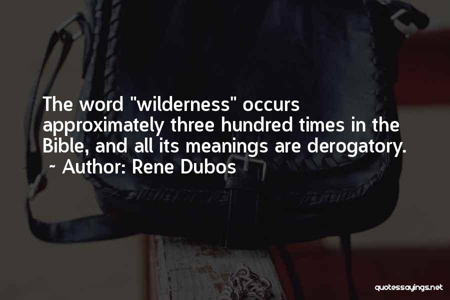 Derogatory Bible Quotes By Rene Dubos