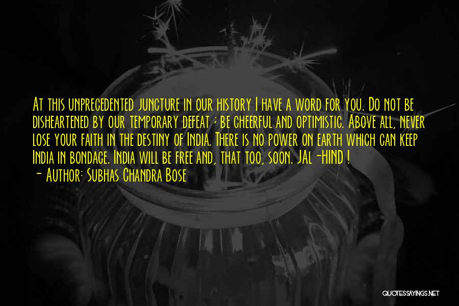 Destiny And Faith Quotes By Subhas Chandra Bose