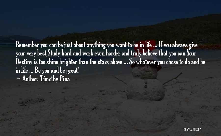 Destiny And Hard Work Quotes By Timothy Pina