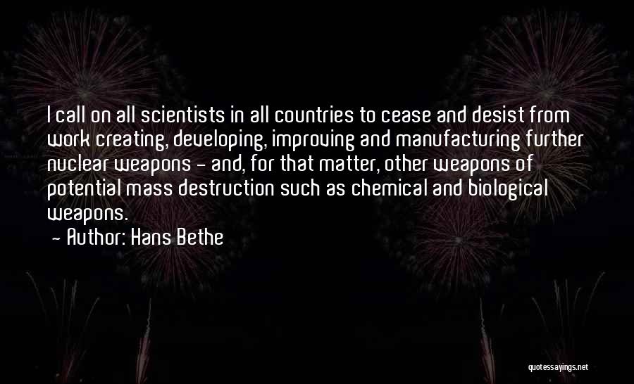 Destruction Of Country Quotes By Hans Bethe