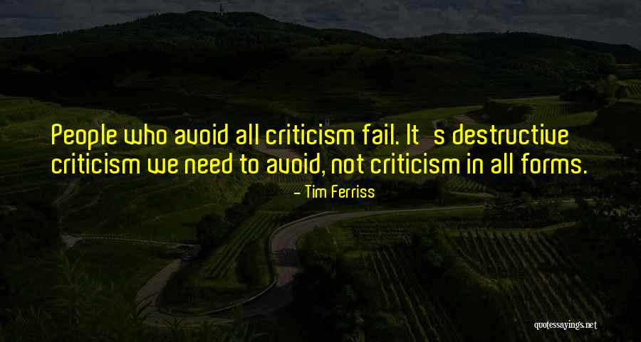 Destructive Criticism Quotes By Tim Ferriss