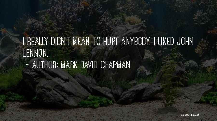 Didn't Mean Hurt You Quotes By Mark David Chapman