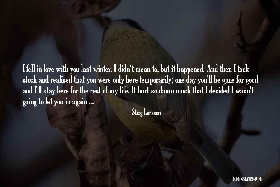 Didn't Mean Hurt You Quotes By Stieg Larsson