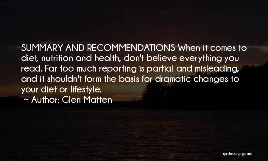 Diet And Nutrition Quotes By Glen Matten