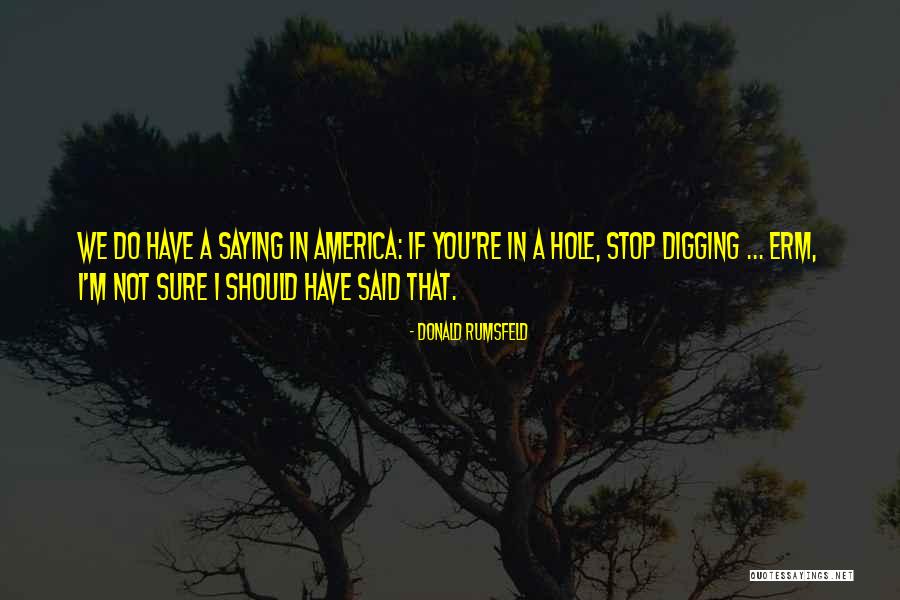 Digging Yourself A Hole Quotes By Donald Rumsfeld Digging Yourself A Hole Quotes By Donald Rumsfeld