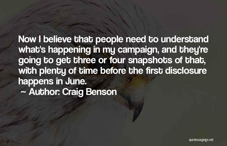 Disclosure Quotes By Craig Benson