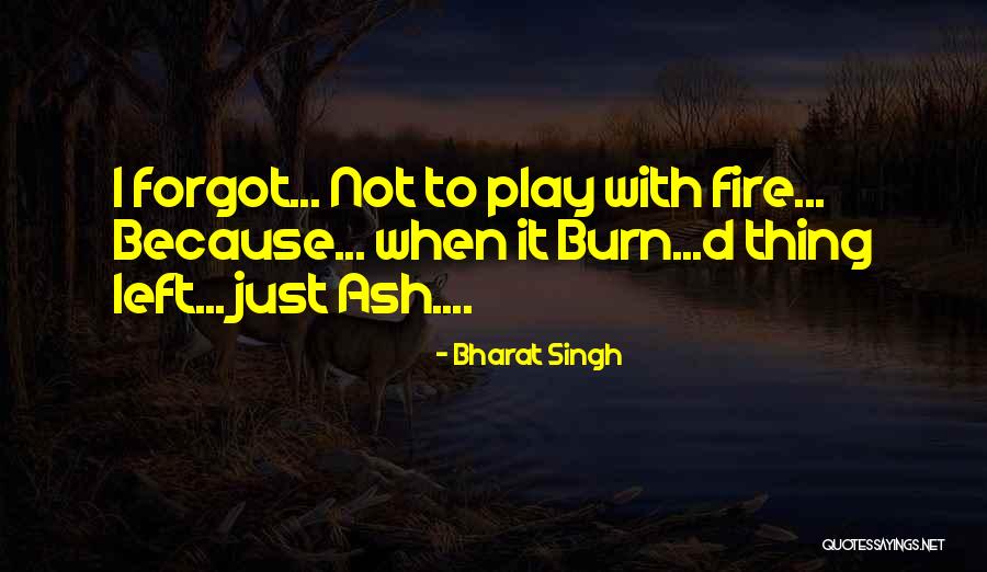 Do Not Play With Fire Quotes By Bharat Singh