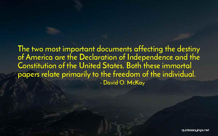 Documents Important Quotes By David O. McKay Documents Important Quotes By David O. McKay