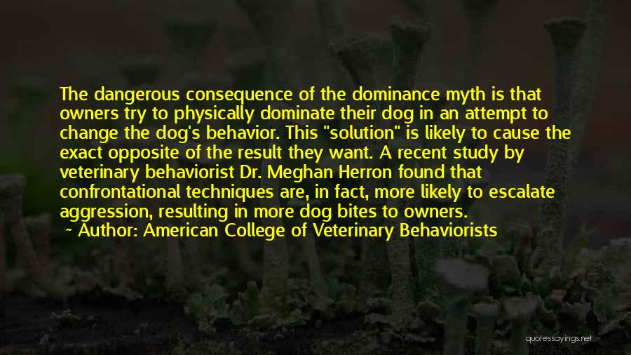 Dog Behaviorist Quotes By American College Of Veterinary Behaviorists