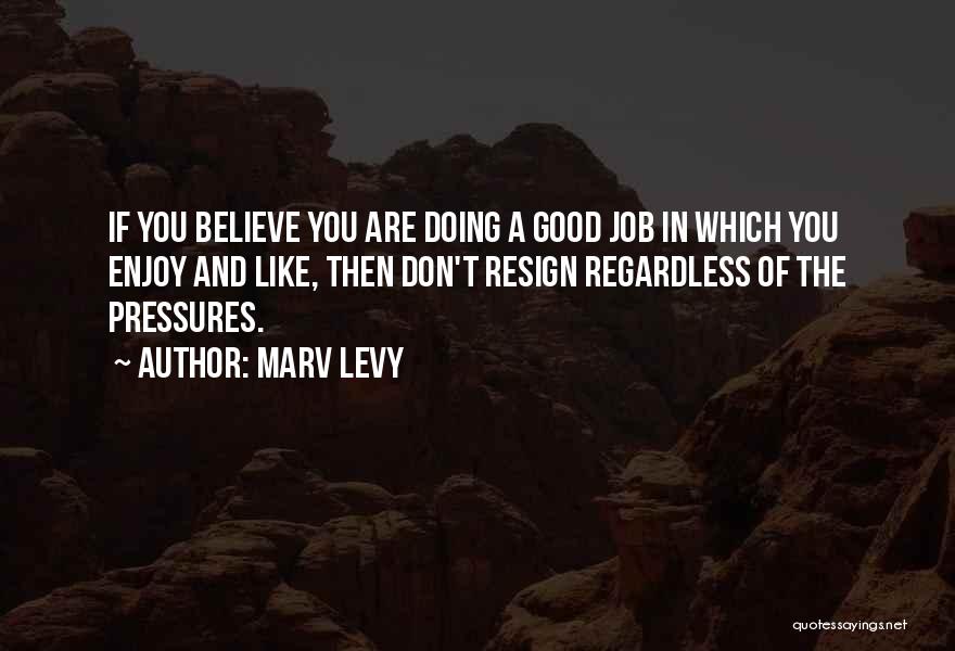 Doing A Good Job Quotes By Marv Levy