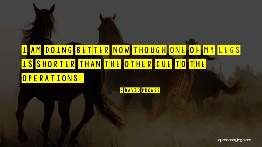 Doing Better Now Quotes By David Prowse