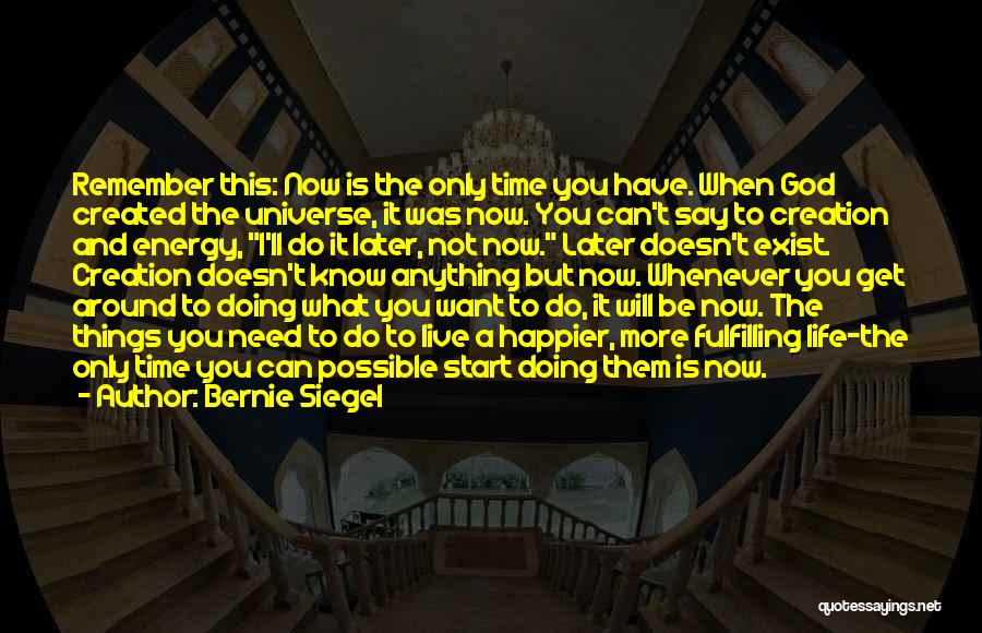 Doing Things Later Quotes By Bernie Siegel