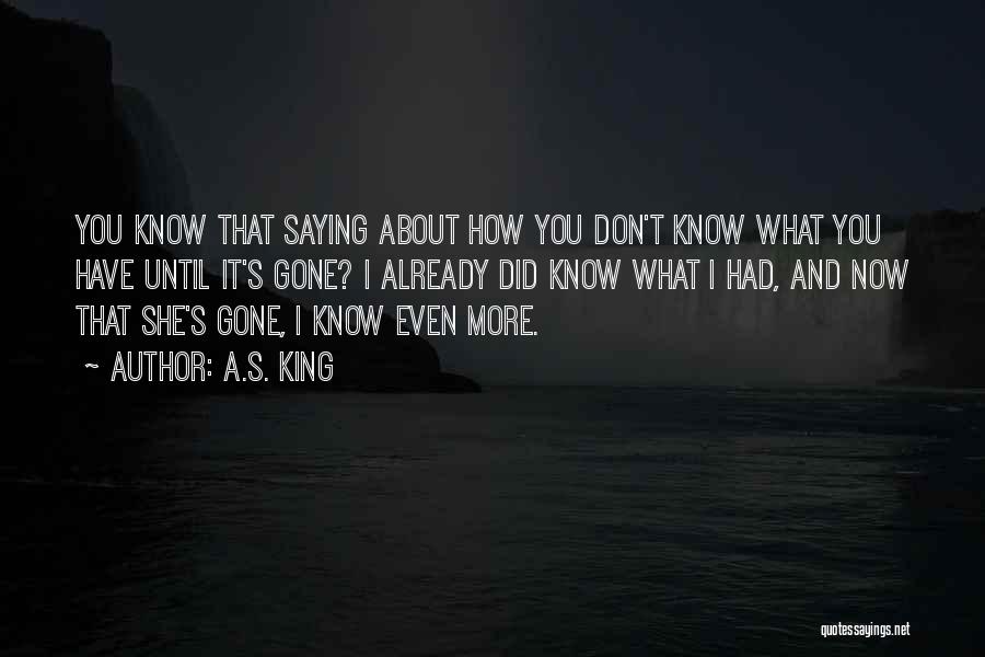 Don Know What You Have Until It Gone Quotes By A.S. King